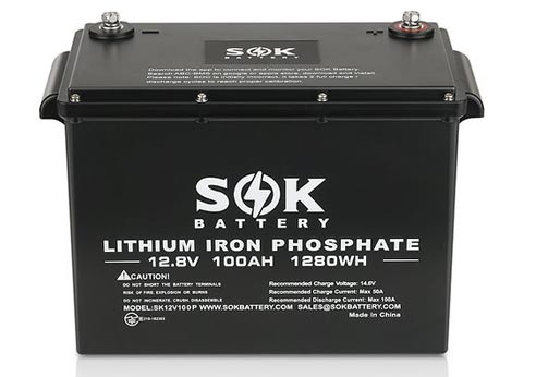 SK12V100P | SOK Lithium Iron Phosphate 12V 100Ah Battery,Marine Grade